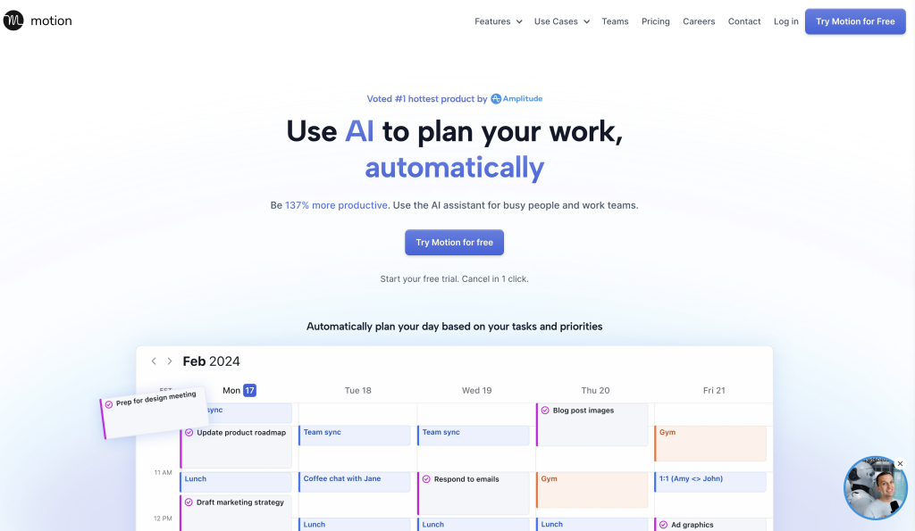Image of usemotion.com website homepage. 